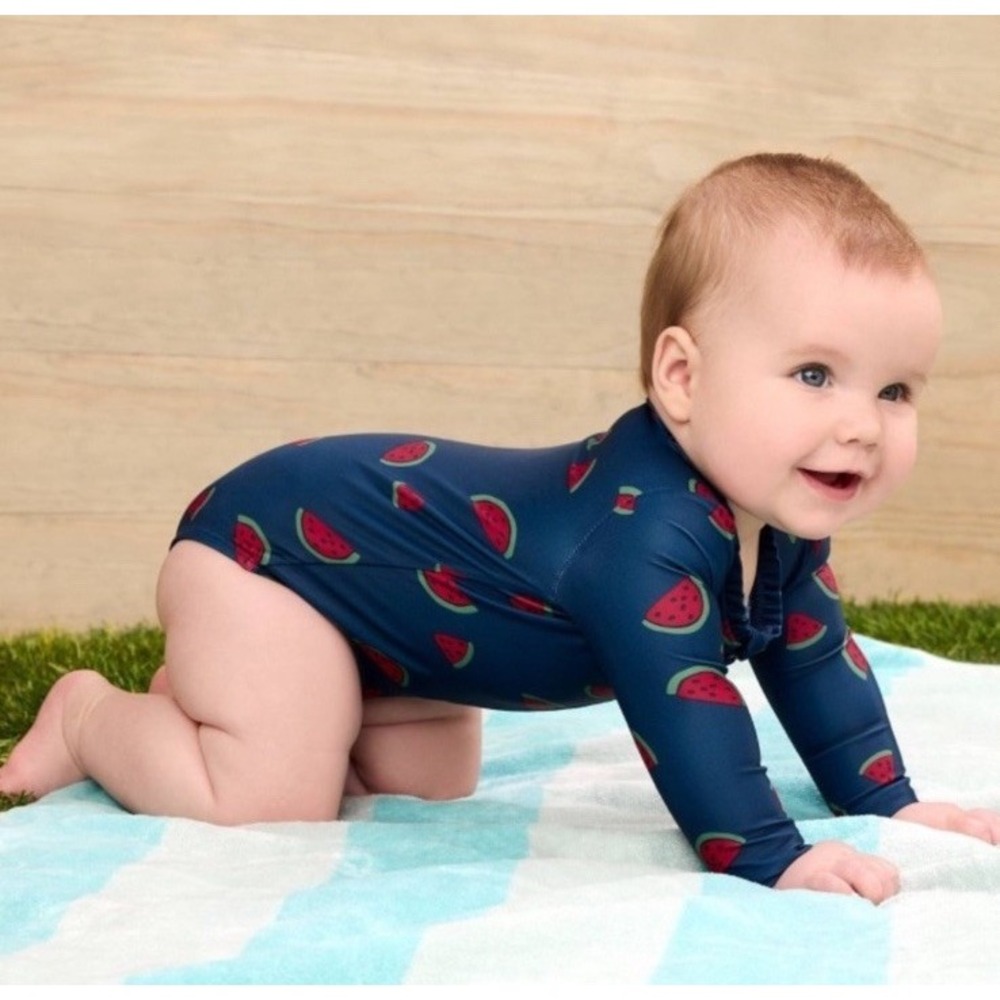 Carter's Baby Girl's UPF 50 Long Sleeve Bathing Suit - Watermelon Size 12 Months - Picture 5 of 6